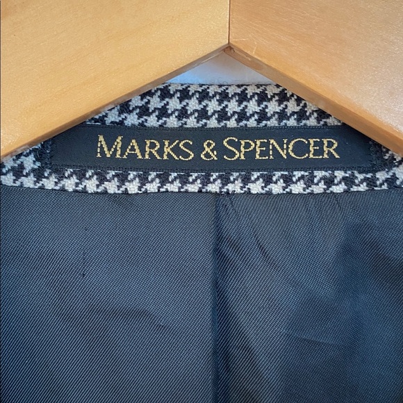 Marks & Spencer Cashmere Wool Black and White Houndstooth Blazer Short classic - Picture 2 of 16